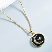 Wholesale Jewelry Copper Dripping Oil  Star Moon Round Necklace Nihaojewelry sku image 3