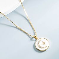 Wholesale Jewelry Copper Dripping Oil  Star Moon Round Necklace Nihaojewelry sku image 4