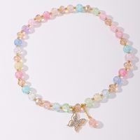 Wholesale Jewelry Transparent Color Beaded Butterfly Pendant Necklace Nihaojewelry sku image 1