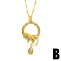 Wholesale Jewelry Fashion Geometric Leopard Pendant Copper Inlaid Zircon Necklace Nihaojewelry sku image 1