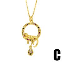 Wholesale Jewelry Fashion Geometric Leopard Pendant Copper Inlaid Zircon Necklace Nihaojewelry sku image 2