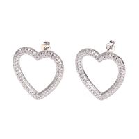 Nihaojewelry Fashion Diamond Heart Shape Geometric Hollow Earrings Wholesale Jewelry sku image 4