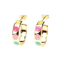 Nihaojewelry Fashion Dripping Oil Smiley Face Geometric Earrings Wholesale Jewelry sku image 1