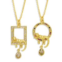 Wholesale Jewelry Fashion Geometric Leopard Pendant Copper Inlaid Zircon Necklace Nihaojewelry main image 1