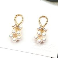 Nihaojewelry Style Coréen Croix Shell Perle Zircon Boucles D&#39;oreilles Bijoux En Gros main image 1
