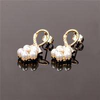 Nihaojewelry Korean Style Cross Shell Bead Zircon Earrings Wholesale Jewelry main image 5