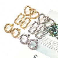 Nihaojewelry Fashion Diamond Heart Shape Geometric Hollow Earrings Wholesale Jewelry main image 2