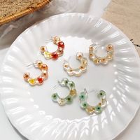 Nihaojewelry Wholesale Jewelry Retro C-shaped Transparent Flower Acrylic Earrings main image 3
