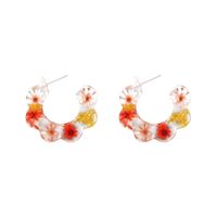 Nihaojewelry Wholesale Jewelry Retro C-shaped Transparent Flower Acrylic Earrings main image 6