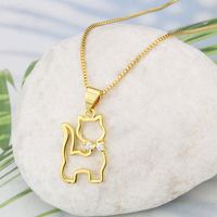 Wholesale Jewelry Simple Cat Shape Pendant Copper Inlaid Zirconium Necklace Nihaojewelry main image 1