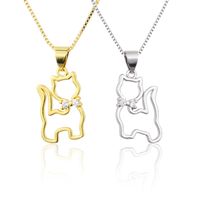 Wholesale Jewelry Simple Cat Shape Pendant Copper Inlaid Zirconium Necklace Nihaojewelry main image 6