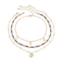 Wholesale Jewelry Bohemian Geometric Heart Bead Star Pendant Multi-layer Copper Necklace Nihaojewelry main image 6