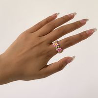 Nihaojewelry Wholesale Jewelry Simple Colorful Daisy Woven Beads Ring main image 3