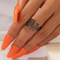 Nihaojewelry Wholesale Jewelry Simple Black Hollow M Open Alloy Ring main image 1