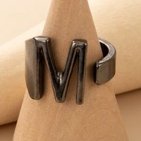 Nihaojewelry Wholesale Jewelry Simple Black Hollow M Open Alloy Ring main image 5