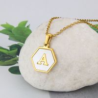Titanium Steel 18K Gold Plated Simple Style Plating Inlaid Shell Letter Shell Necklace main image 2