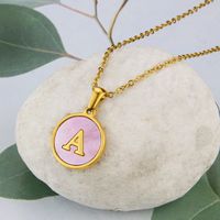 Titanium Steel 18K Gold Plated Simple Style Plating Inlaid Shell Letter Shell Necklace main image 1