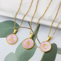 Titanium Steel 18K Gold Plated Simple Style Plating Inlaid Shell Letter Shell Necklace main image 3