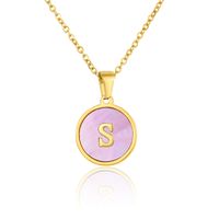 Titanium Steel 18K Gold Plated Simple Style Plating Inlaid Shell Letter Shell Necklace main image 5