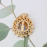 Wholesale Jewelry Simple Virgin Round Pendant Copper Inlaid Zircon Necklace Nihaojewelry main image 3