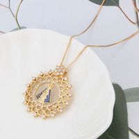 Wholesale Jewelry Simple Virgin Round Pendant Copper Inlaid Zircon Necklace Nihaojewelry main image 4