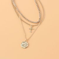 Wholesale Jewelry Retro Cross Coin Pendant Multilayer Necklace Nihaojewelry main image 3