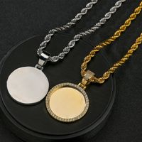Wholesale Jewelry Round Micro-inlaid Square Zircon Copper Necklace Nihaojewelry main image 3