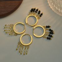 Nihaojewelry Korean Style Rice Bead Tassel Titanium Steel Earrings Wholesale Jewelry main image 1