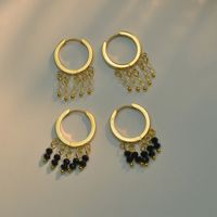 Nihaojewelry Korean Style Rice Bead Tassel Titanium Steel Earrings Wholesale Jewelry main image 3
