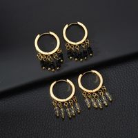 Nihaojewelry Korean Style Rice Bead Tassel Titanium Steel Earrings Wholesale Jewelry main image 4