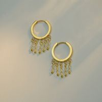 Nihaojewelry Korean Style Rice Bead Tassel Titanium Steel Earrings Wholesale Jewelry main image 5