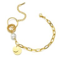 Nihaojewelry Bijoux En Gros Simple Étiquette Ronde Bracelet En Acier Titane Perle main image 6