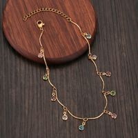 Nihaojewelry Wholesale Jewelry Simple Color Diamond Tassel Copper Anklet sku image 1