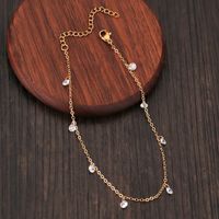 Nihaojewelry Wholesale Jewelry Simple Color Diamond Tassel Copper Anklet sku image 4