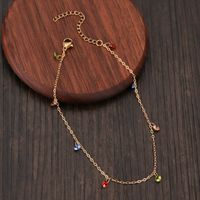 Nihaojewelry Wholesale Jewelry Simple Color Diamond Tassel Copper Anklet sku image 5