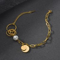 Nihaojewelry Bijoux En Gros Simple Étiquette Ronde Bracelet En Acier Titane Perle sku image 2