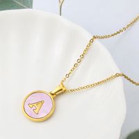 Titanium Steel 18K Gold Plated Simple Style Plating Inlaid Shell Letter Shell Necklace sku image 1