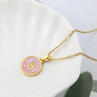 Titanium Steel 18K Gold Plated Simple Style Plating Inlaid Shell Letter Shell Necklace sku image 2