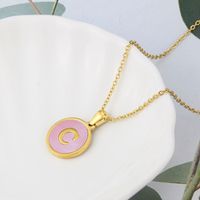 Titanium Steel 18K Gold Plated Simple Style Plating Inlaid Shell Letter Shell Necklace sku image 3