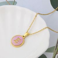 Titanium Steel 18K Gold Plated Simple Style Plating Inlaid Shell Letter Shell Necklace sku image 5