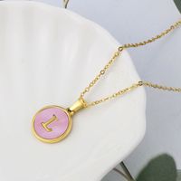 Titanium Steel 18K Gold Plated Simple Style Plating Inlaid Shell Letter Shell Necklace sku image 12