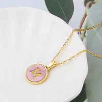 Titanium Steel 18K Gold Plated Simple Style Plating Inlaid Shell Letter Shell Necklace sku image 13