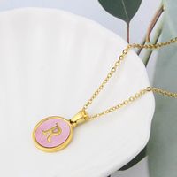 Titanium Steel 18K Gold Plated Simple Style Plating Inlaid Shell Letter Shell Necklace sku image 18