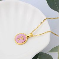 Titanium Steel 18K Gold Plated Simple Style Plating Inlaid Shell Letter Shell Necklace sku image 20