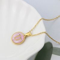 Titanium Steel 18K Gold Plated Simple Style Plating Inlaid Shell Letter Shell Necklace sku image 21