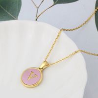 Titanium Steel 18K Gold Plated Simple Style Plating Inlaid Shell Letter Shell Necklace sku image 22