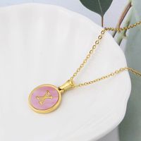 Titanium Steel 18K Gold Plated Simple Style Plating Inlaid Shell Letter Shell Necklace sku image 24