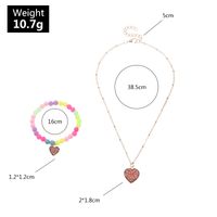 Nihaojewelry Wholesale Jewelry Korean Candy Color Beaded Heart Pendant Children's Bracelet Necklace Set main image 7