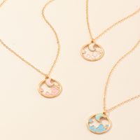 Nihaojewelry Wholesale Jewelry New Simple Round Moon Dripping Oil Pendent Necklace main image 3