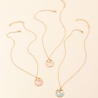Nihaojewelry Wholesale Jewelry New Simple Round Moon Dripping Oil Pendent Necklace sku image 1